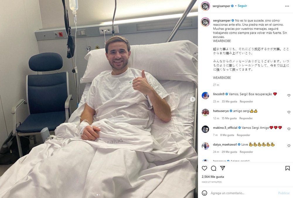 Sergi Samper, operado del cruzado. Captura/Instagram/sergisamper