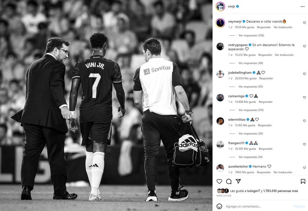 Vinicius se lesionó en Vigo. Captura/Instagram/vinijr