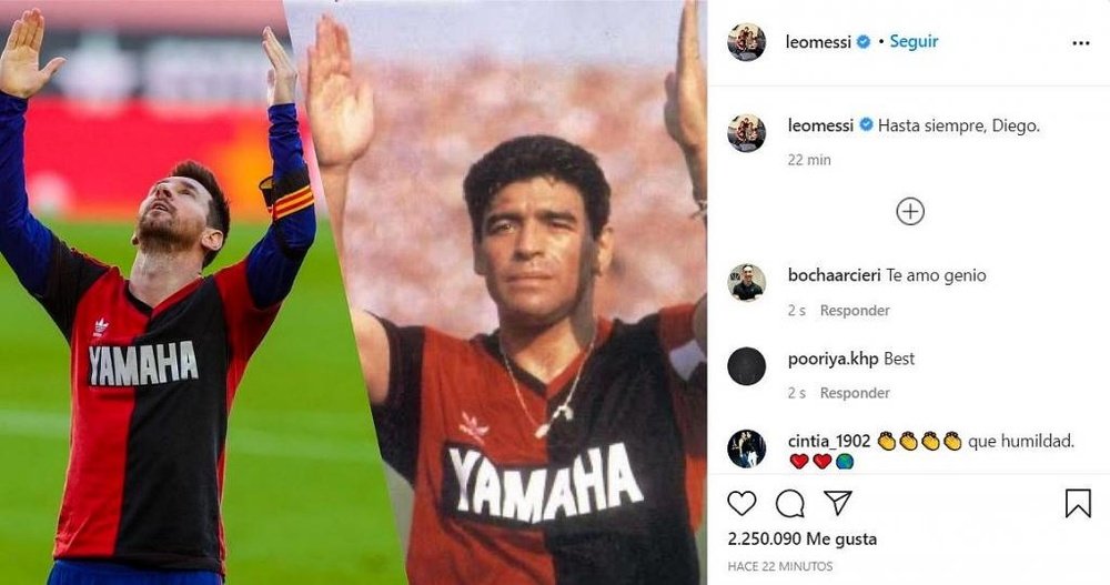 Messi le dedicó su golazo a Maradona. Instagram/leomessi