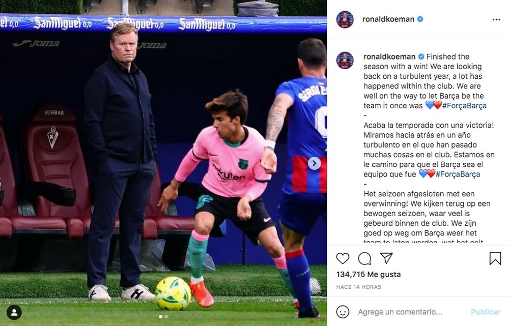 Koeman analizó la temporada en Instagram. Captura/Instagram/ronaldkoeman