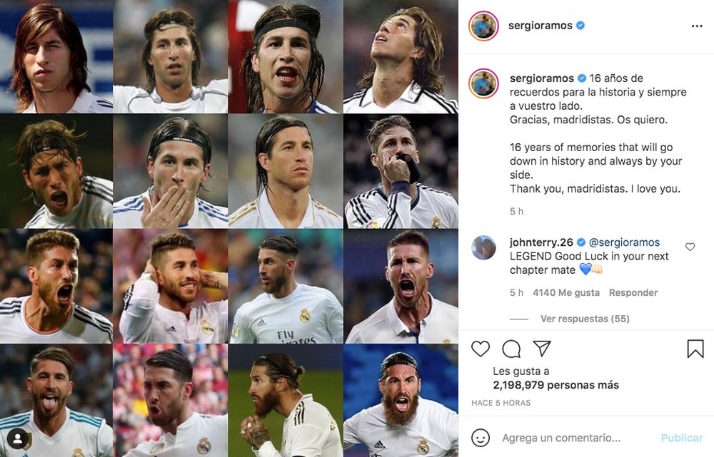 Ramos repasó su carrera de blanco en Instagram. Captura/Instagram/sergioramos