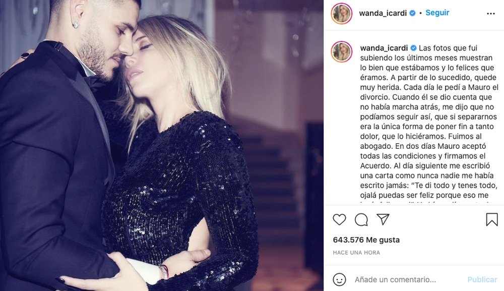 Wanda comunicó que decidió perdonar a Icardi tras estar al borde del divorcio. Instagram