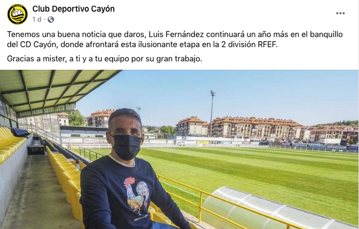 Luis Fernández seguirá dirigiendo al CD Cayón