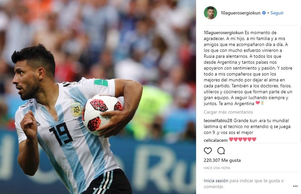 Agüero se dirigió a sus seguidores. Instagram/10AgueroSergioKun