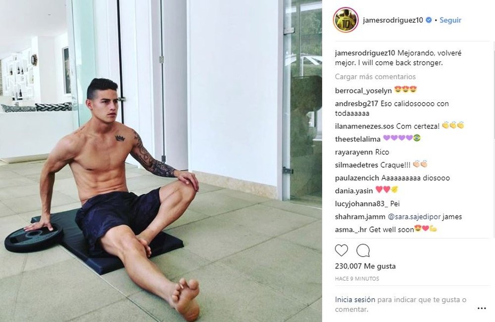 James is recovering from his injury. Instagram/jamesrodriguez10