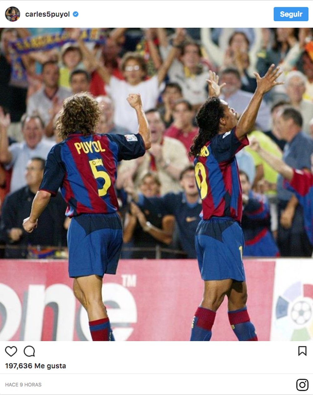 Emotivo mensaje de Puyol a Ronaldinho. Instagram/carles5puyol