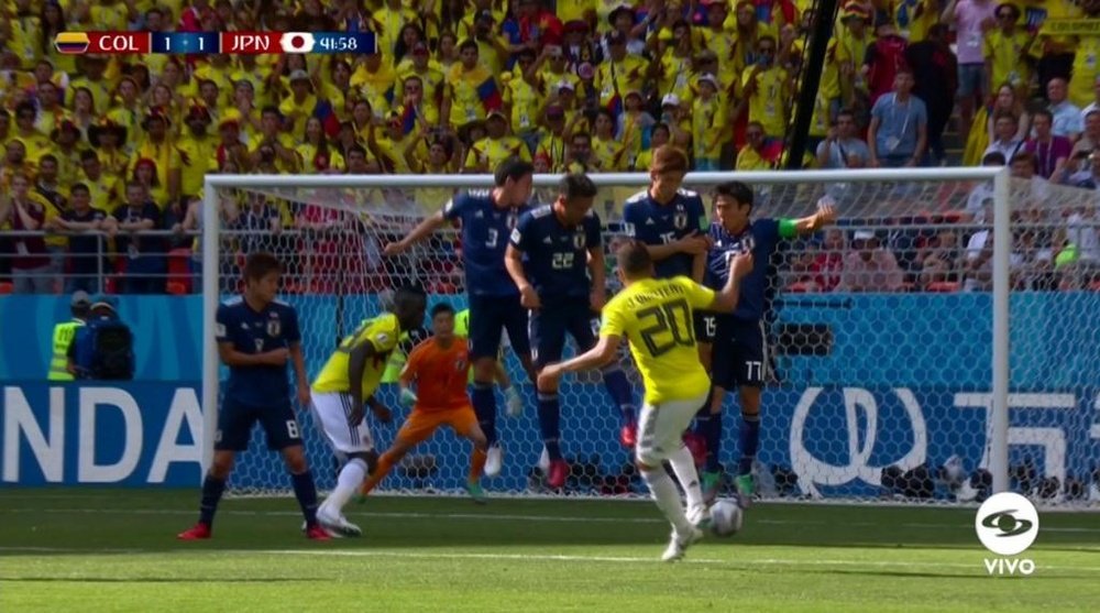Quintero found the net with a cheeky free-kick. Screenshot/GolCaracol