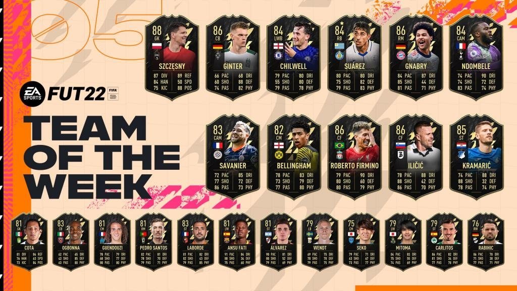 Quinto TOTW de FIFA 22. Twitter/EASPORTSFIFA
