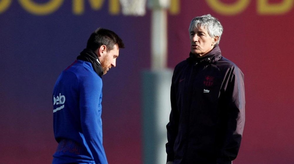 Setién habló con Messi antes del partido de Copa. AFP