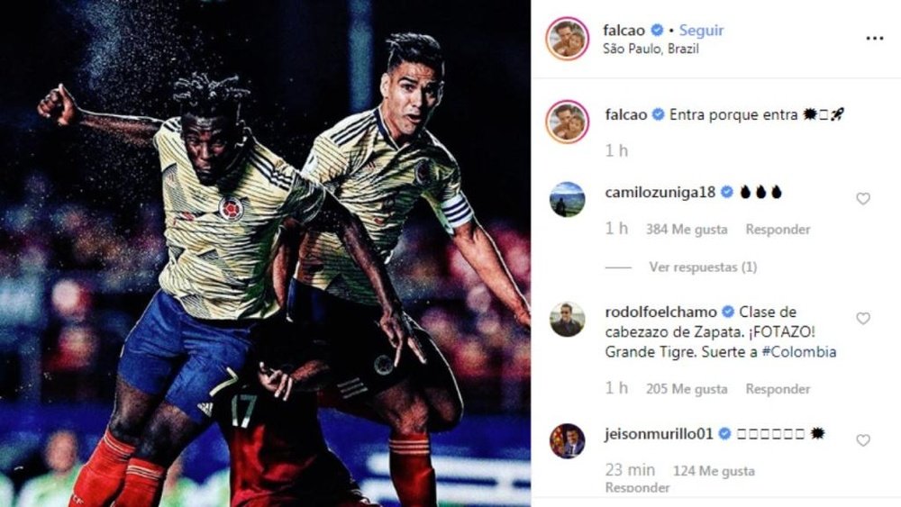 Falcao resumió la victoria. Instagram/Falcao