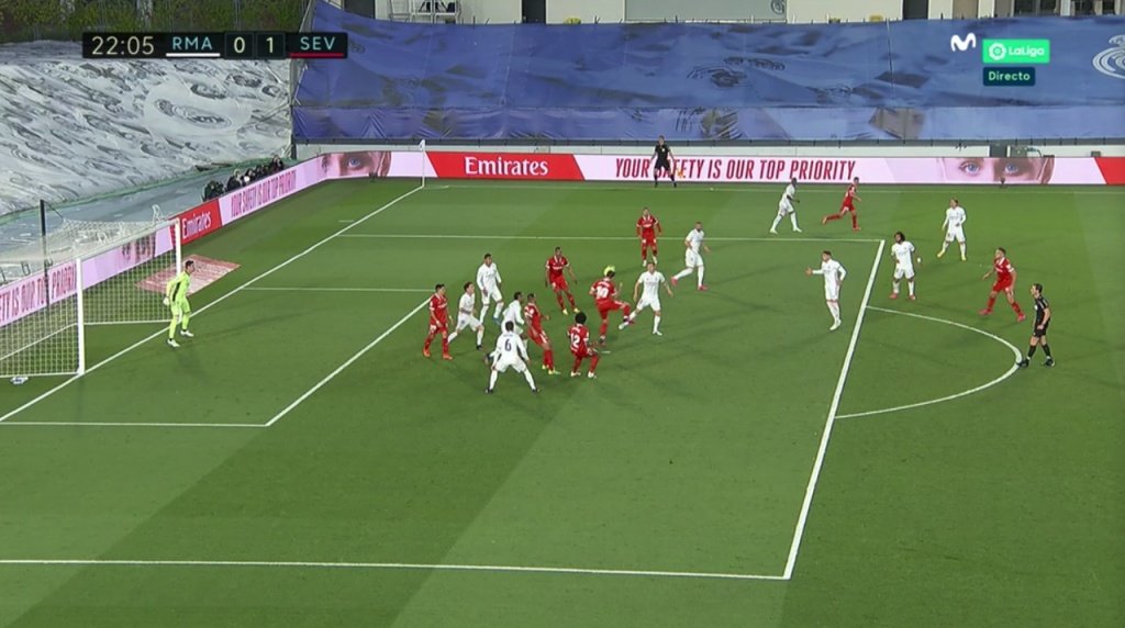 Fernando put Sevilla ahead against Real Madrid. Screenshot/MovistarLaLiga