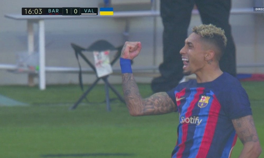 Gol di Raphinha. Captura/Movistar+LaLiga