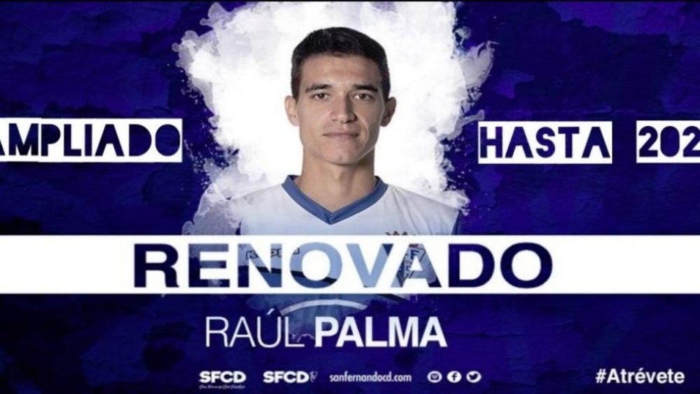 Raúl Palma renovó hasta 2021. Twitter/SanFernando_CD