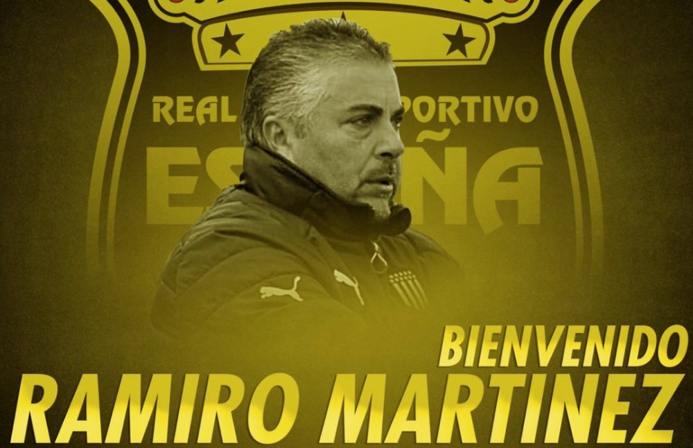 Real España hizo oficial el fichaje de Ramiro Martínez como nuevo entrenador. Twitter/rcdespana
