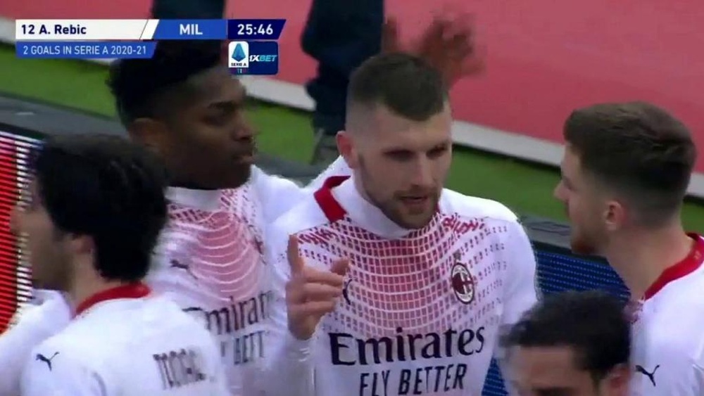 Rebic marcó tras el fallo de Ibra. Captura/MovistarLigadeCampeones