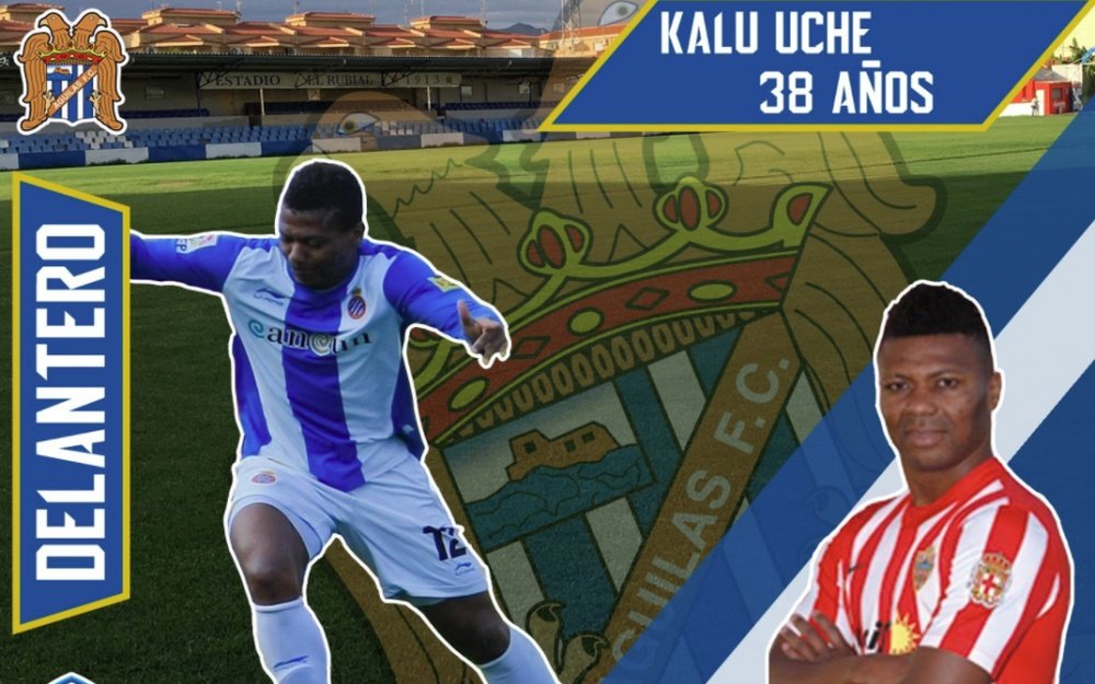 Kalu Uche seguirá jugando en Tercera División. Captura/Aguilas_Fc