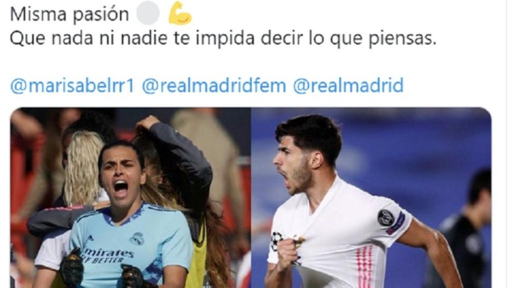 El Madrid defiende a Misa. Captura/Twitter/MarcoAsensio10