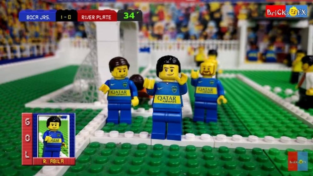El 'Superclásico' fue recreado con piezas de Lego. Youtube