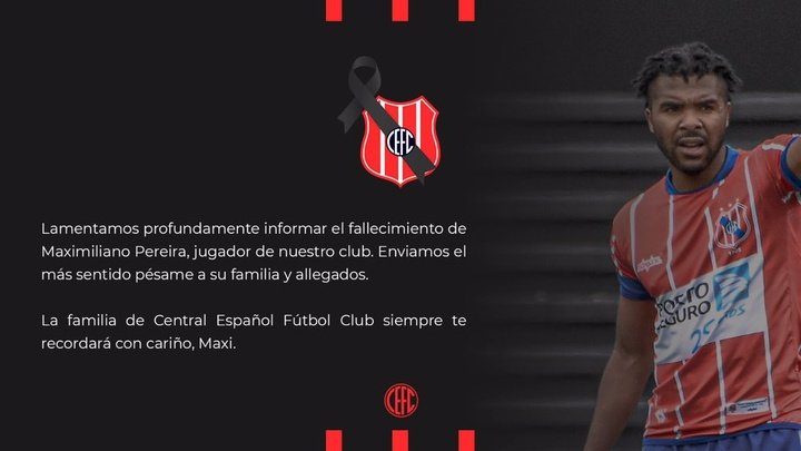 Fallece en un accidente Maximiliano Pereira, jugador de Central Español