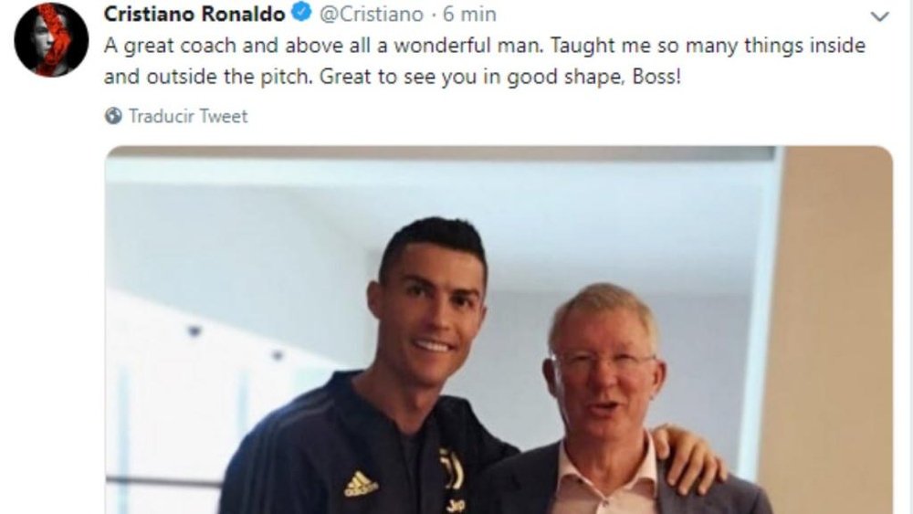 Cristiano Ronaldo a passé un moment avec Sir Alex. Twitter/Cristiano