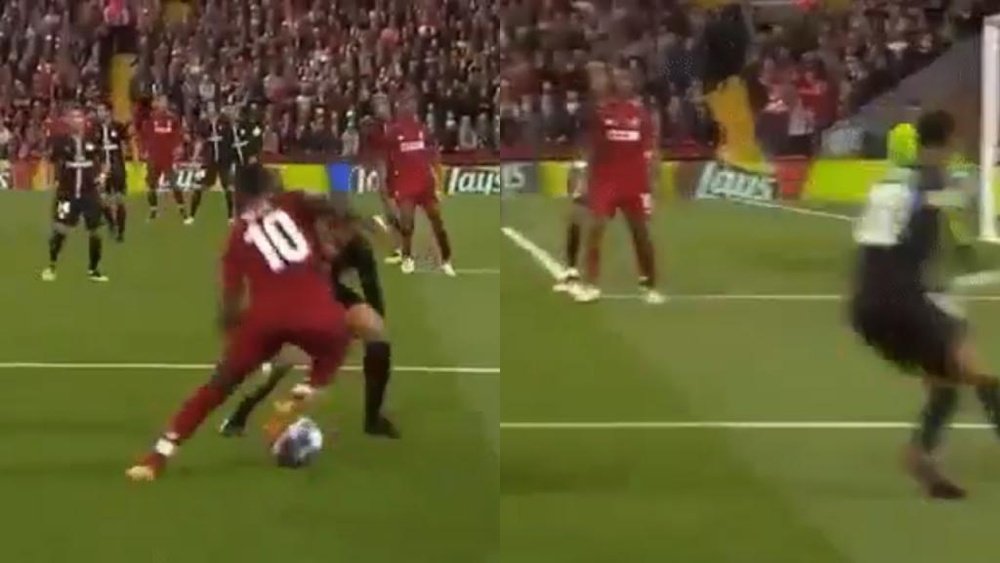 Mane's skill while taking on Neymar. Twitter/ChampionsLeague