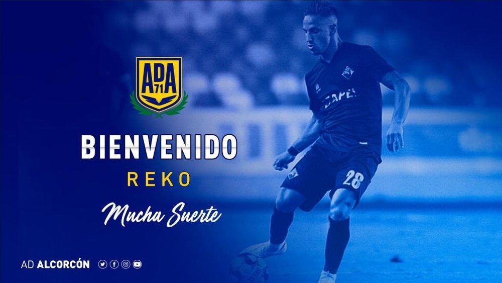 Reko se convirtió este lunes en nuevo jugador del Alcorcón. Twitter/AD_Alcorcon