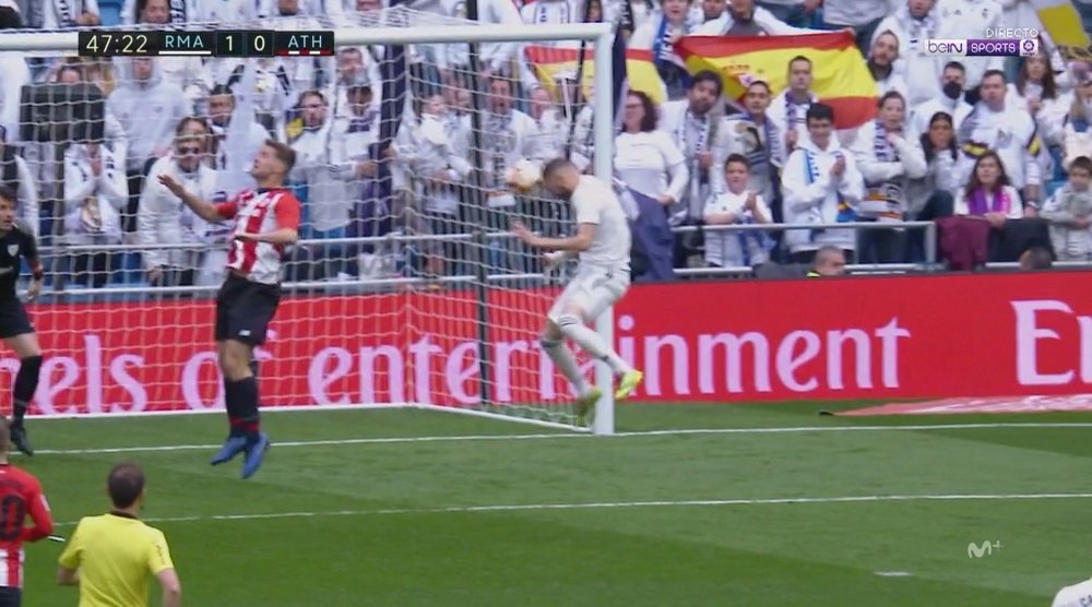 Otro gol de cabeza de Benzema. Captura/BeINSports