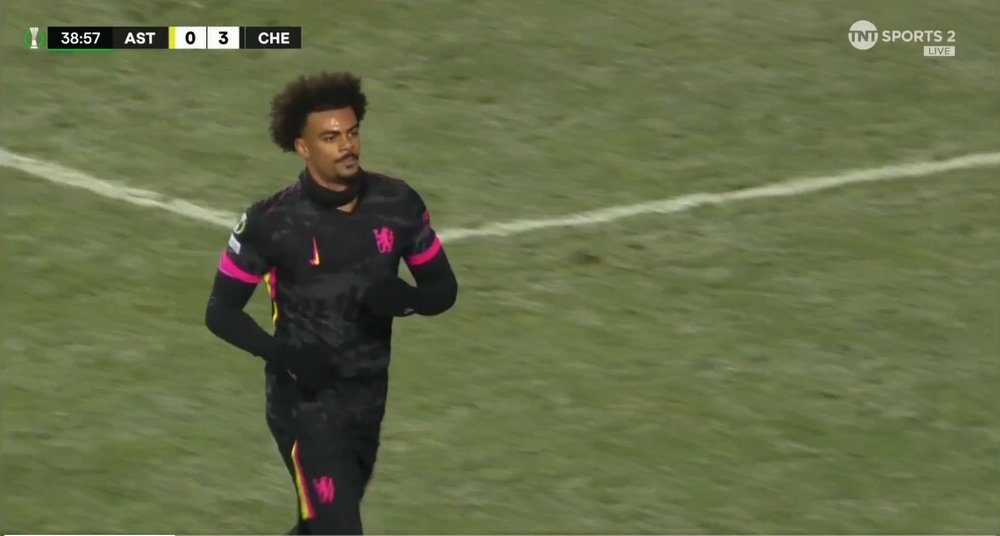 Renato Veiga scored Chelsea's third goal agaisnt Astana. Screenshot/TNT Sports
