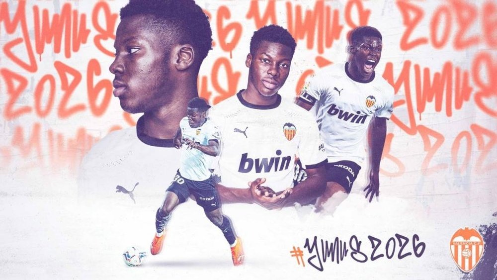 Yunus Musah à Valence jusqu'en 2026. Twitter/ValenciaCF