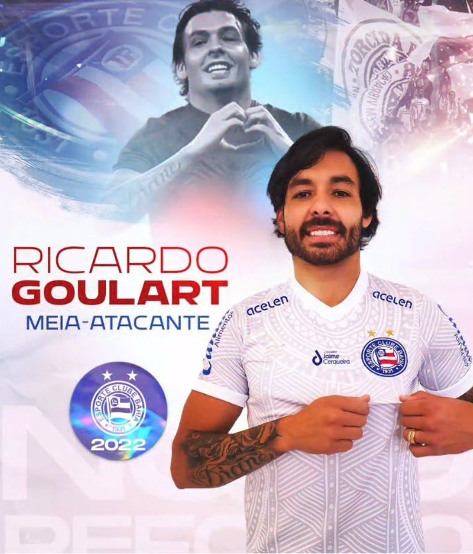 Ricardo Goulart desabafa em apresentação no Bahia. Twitter @ECBahia