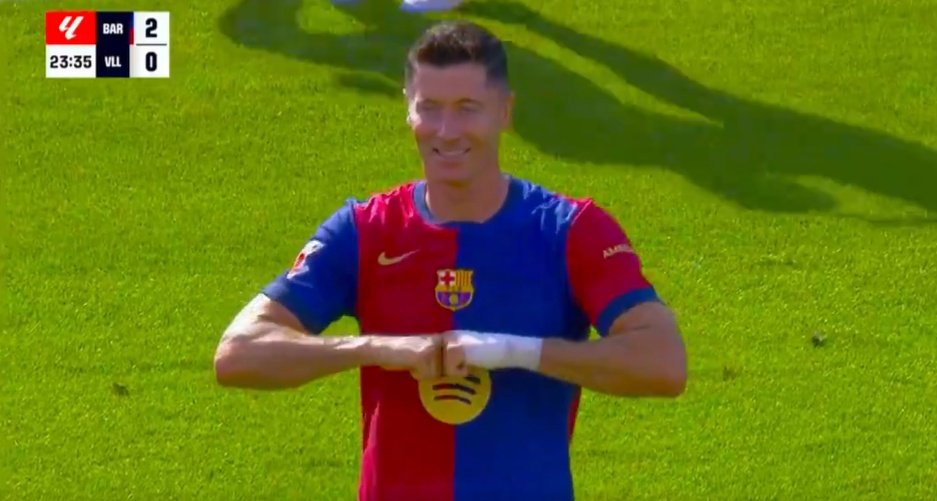 Lewandowski has scored four goals in four games. Screenshot/MovistarLaLiga