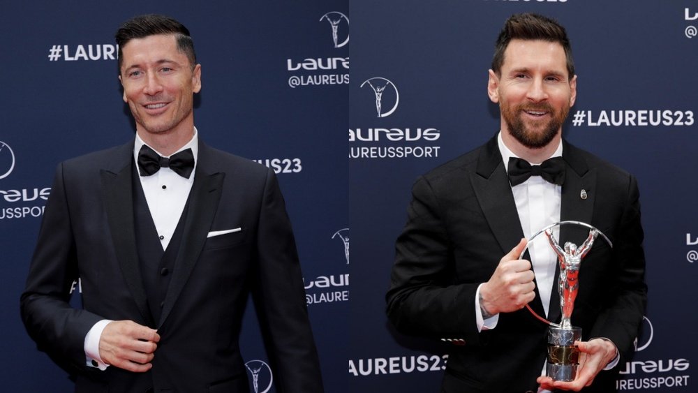 Lewandowski y Messi, juntos en una gala de premios. EFE