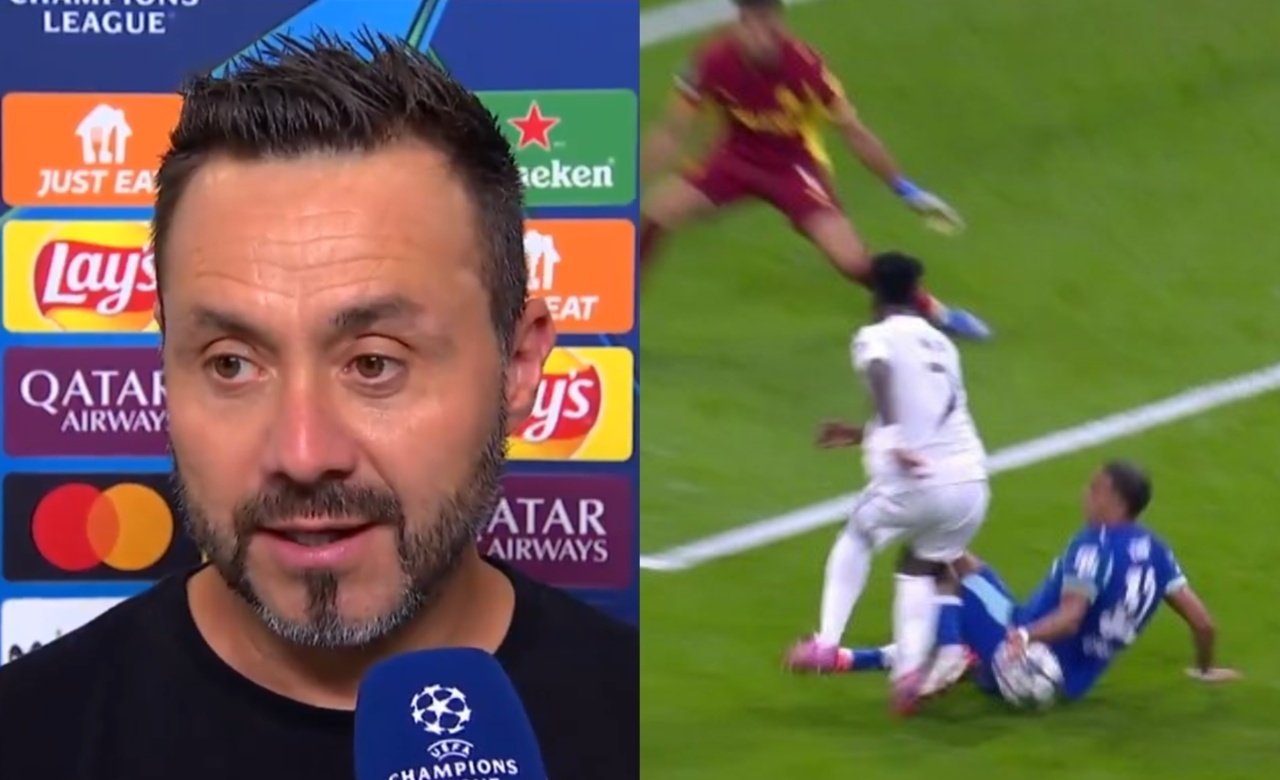 De Zerbi criticised the refereeing after his side's defeat. Screenshot/MovistarLigadeCampeones