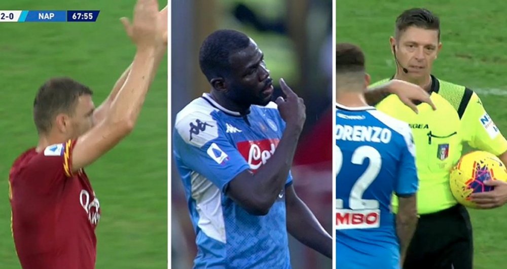 Roma's games with Napoli was marred by offensive chanting. Captura/Movistar