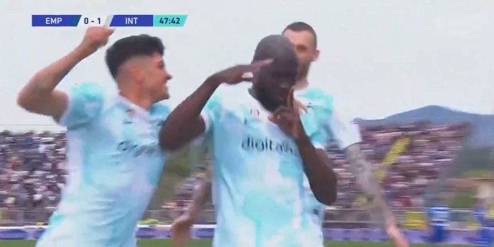 Lukaku celebrated his goal with the military salute. Screenshot/ElevenSports1