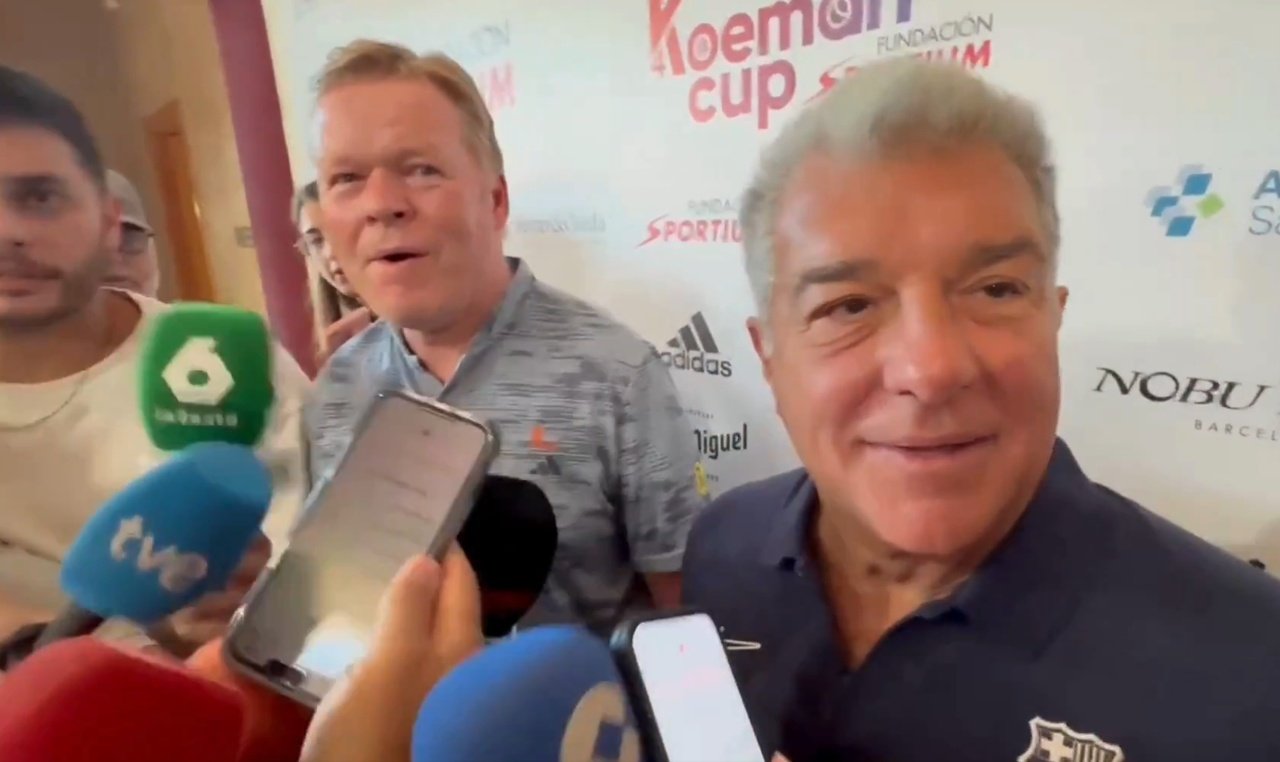 Koeman and Laporta bury the hatchet over a spiked coffee. X/Sport