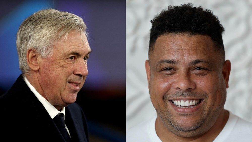 Ronaldo confirmou interesse de Ancelotti em treinar a Seleção Brasileira. Colagem EFE
