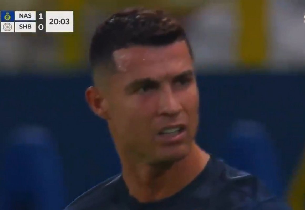 Cristiano Ronaldo furieux contre l'arbitrage après une décision à son encontre. Capture/SSC