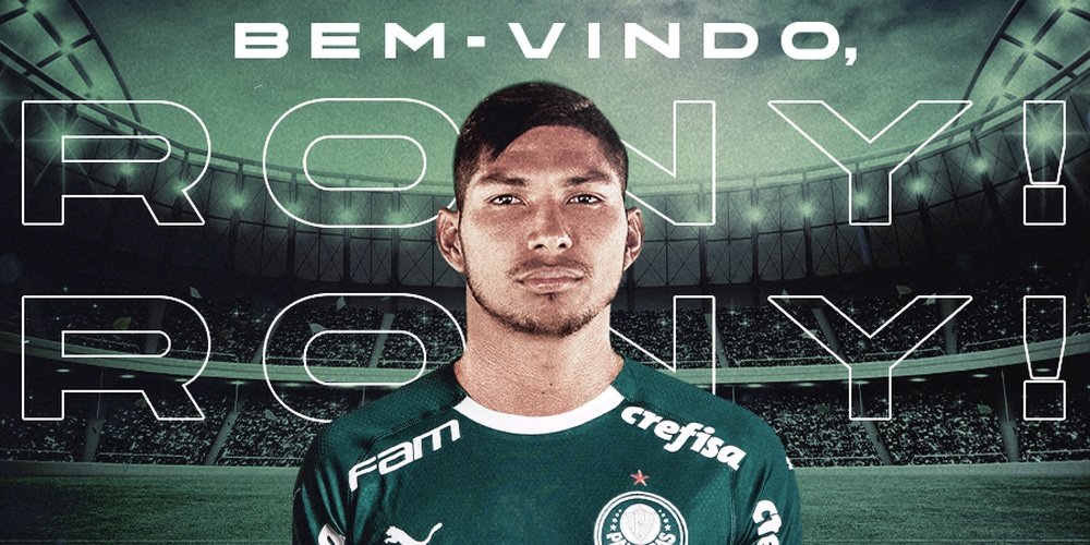 Rony já é do Palmeiras. Twitter/Palmeiras