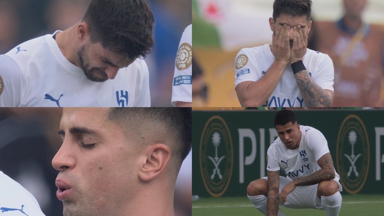 Neves and Cancelo were unable to hold back the tears. Screenshot/DAZN