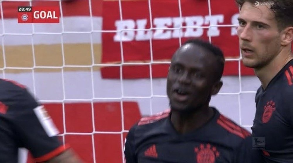 Sadio Mané buteur avec le Bayern Munich cet après-midi. Captura/Viaplay