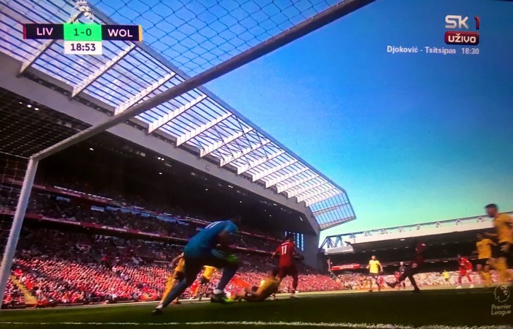 Sadio Mané abriu o marcador para o Liverpool. Captura/SK1
