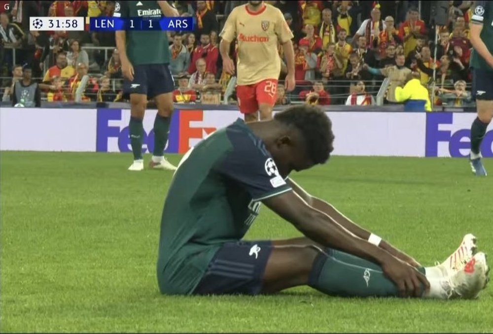 Saka was deemed fit to start for Arsenal. Screenshot/Movistar