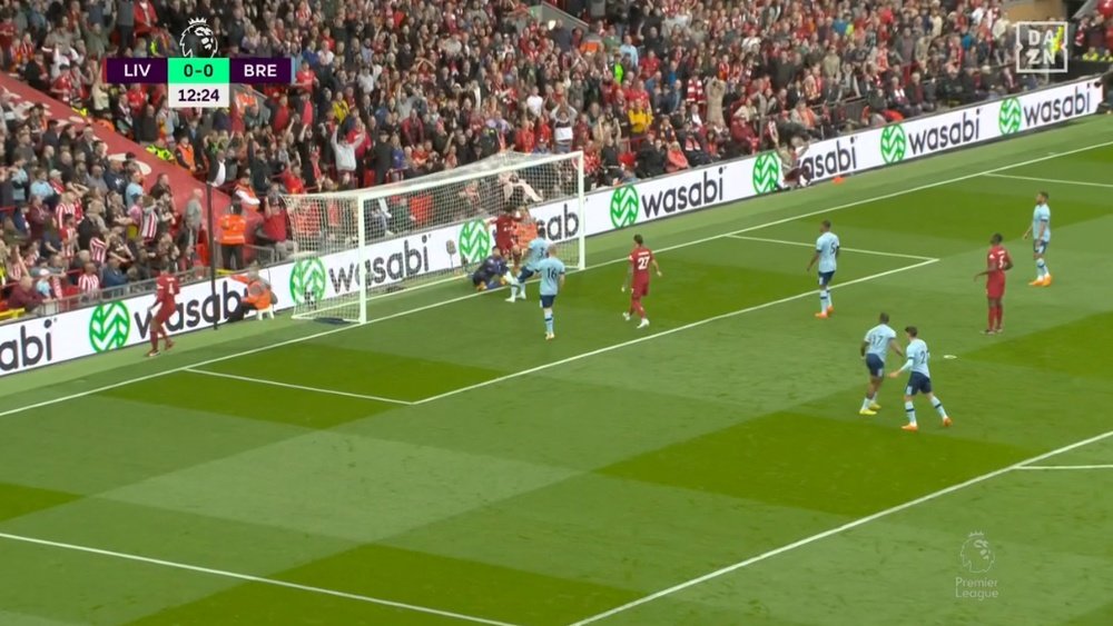 Salah opened the scoring in the 13th minute. Screenshot/DAZN