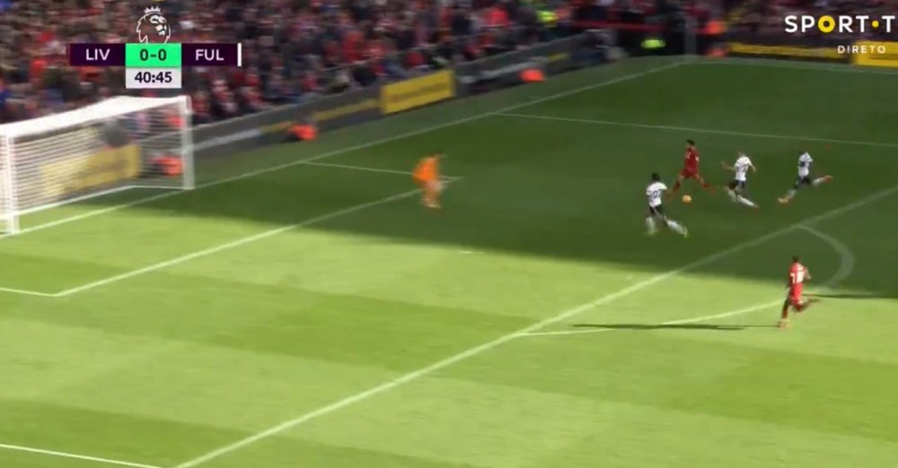 Salah scored Liverpool's first against Fulham. Captura/SportTV2