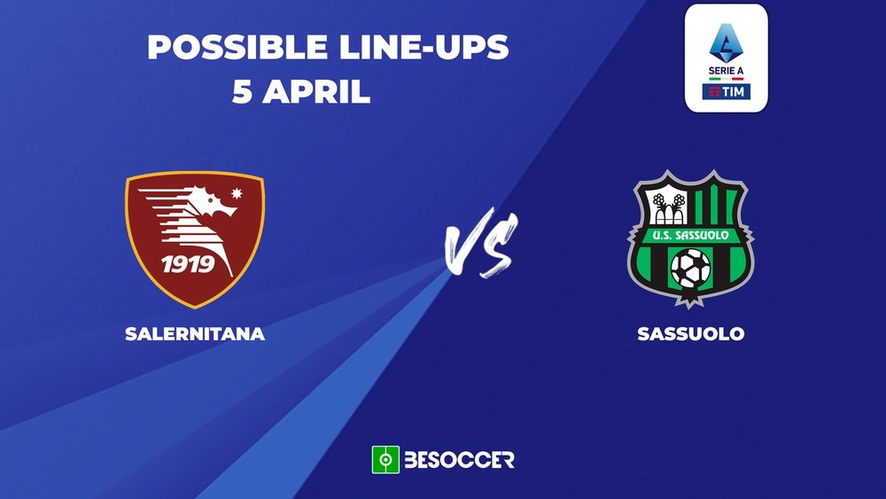 Salernitana v Sassuolo, Serie A 2023/2024, Matchday 31, 05/04/2024, possible lineups. BeSoccer