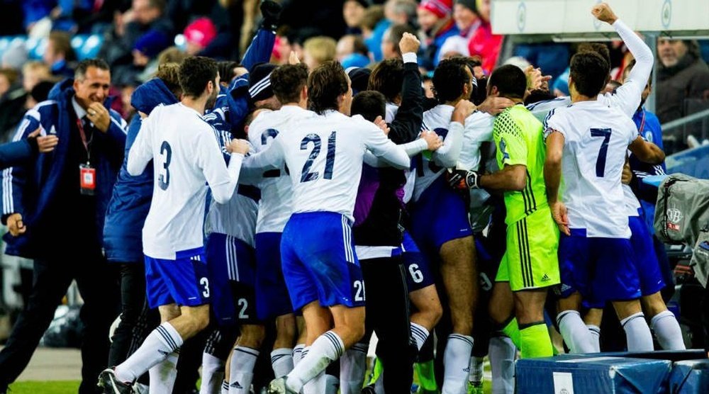 San Marino celebró por todo lo alto el gol logrado en Noruega. CrónicaWeb