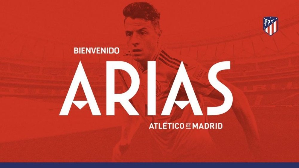 Arias is coming to Atleti. Twitter/Atletico