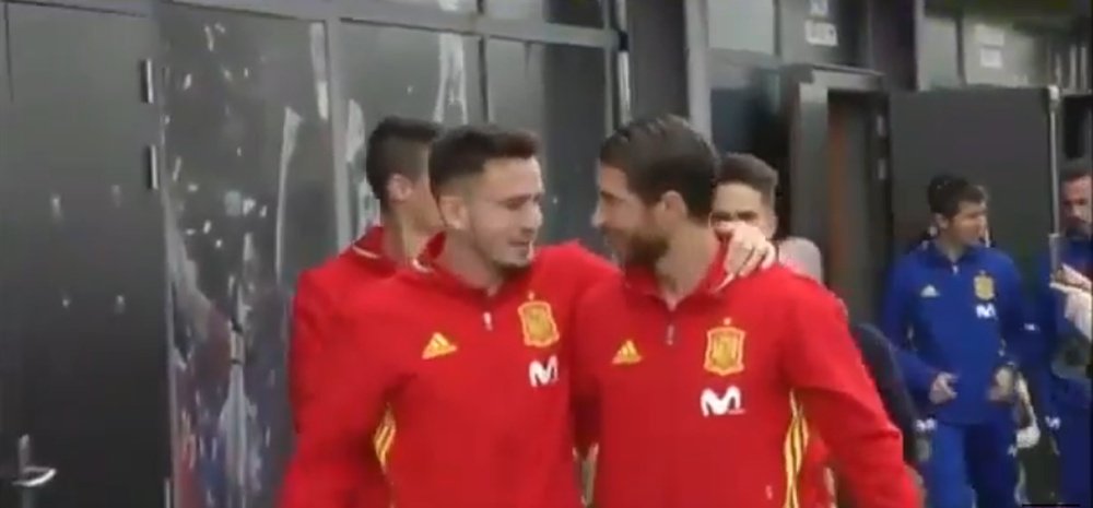 Saúl dejó claro a Ramos que su Atlético no bajará los brazos. Youtube