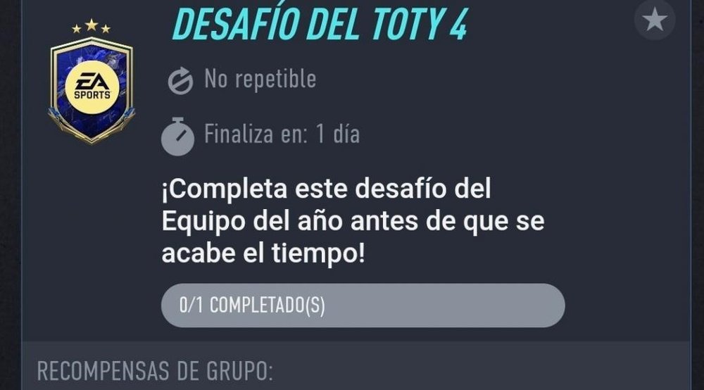 SBC 'Desafío del TOTY 4'. EA Sports (Web App)
